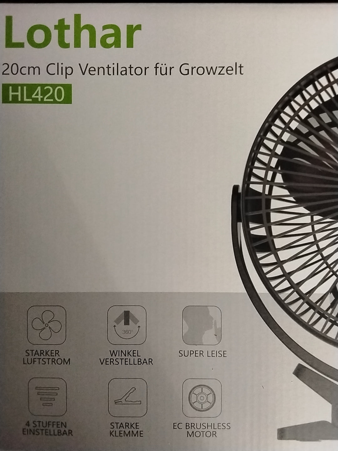 Lothar HL420 Ventilateur à clipser 20cm